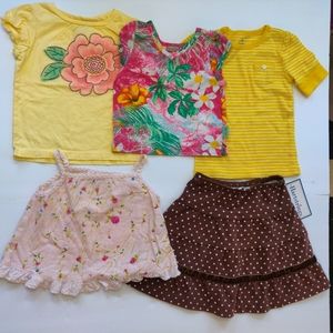 2T Baby Girl 5 Piece Bundle Pampolina Rosetta Millington Tops Heartstrings Skirt